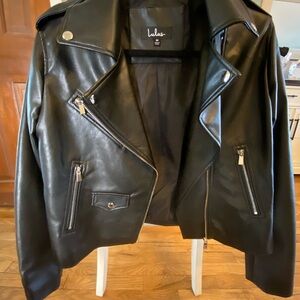 Lulu's Black Faux Leather Moto Jacket